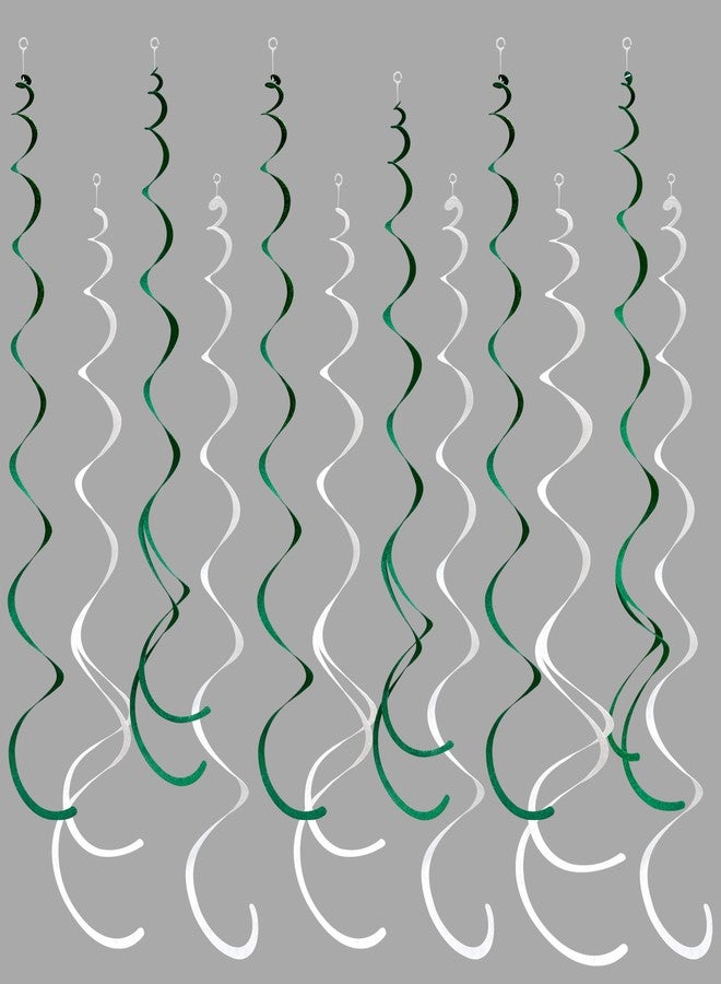 pinkblume 36 Pcs Green White Hanging Swirl Decorations Felt Swirl Streamer Spiral Ceiling Garland for Birthday Graduation Wedding Retirement Baby Shower Spring Summer Christmas Masters Golf Party Decor Supplies - Image 1